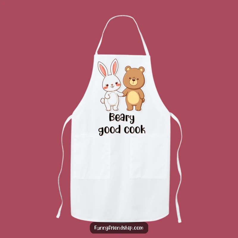 Funny Rabbit Bear Friendship Apron: Cook with Heart in the Kitchen
