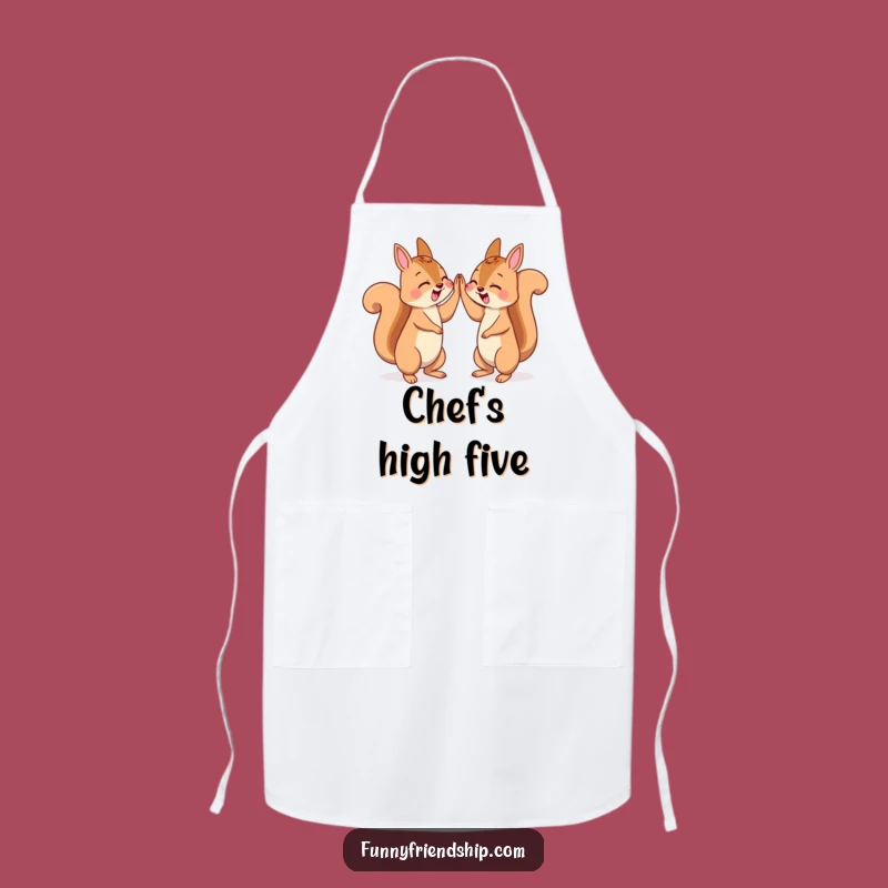 Funny Squirrel High Five Apron - Kitchen Character Celebration Wear
