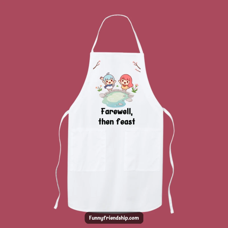 Funny Farewell Apron: Waving Characters Kitchen Wear, Great Gift
