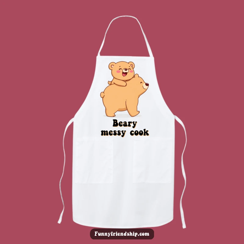 Funny Bear Piggyback Apron: Adorable Kitchen Wear for Humorous Cooking