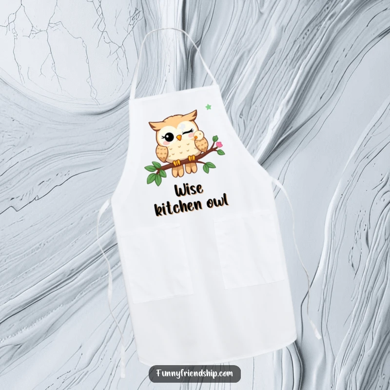 Funny Apron: A winking owl shares a branch with another owl, bringing witty and humorous charm to cooking.