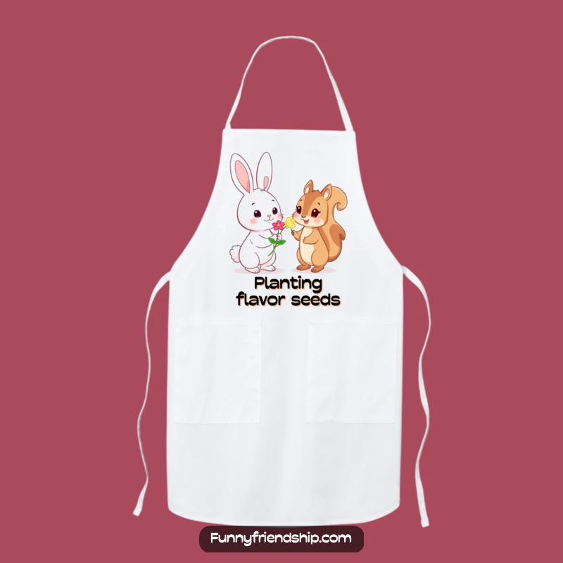 Funny Rabbit Squirrel Flower Apron: Cook with Kindness and Woodland Charm
