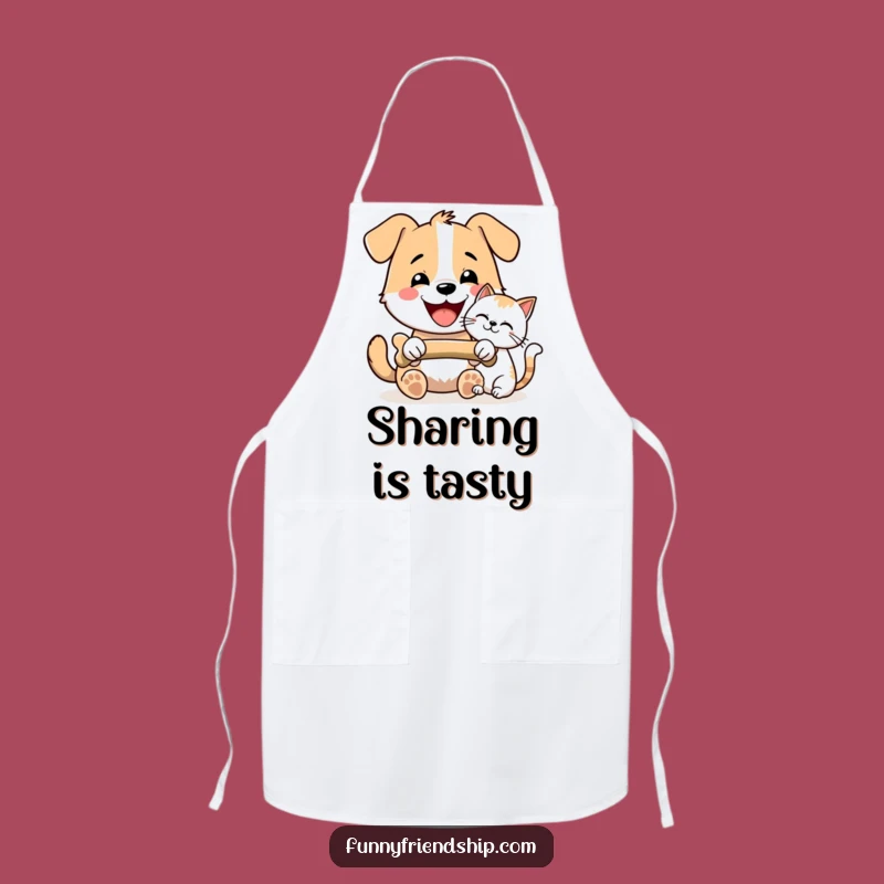 Funny Dog & Cat Bone Sharing Apron - Whimsical Kitchen Wear