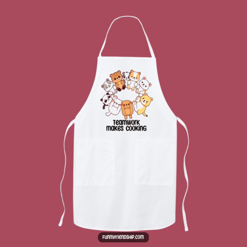 Funny Chef Apron - Diverse Animals Link Paws, Cooking and Hilarious Fun