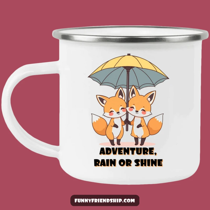 Funny Fox Umbrella Camping Mug: Durable Cartoon Cup, Outdoor Humor Gift