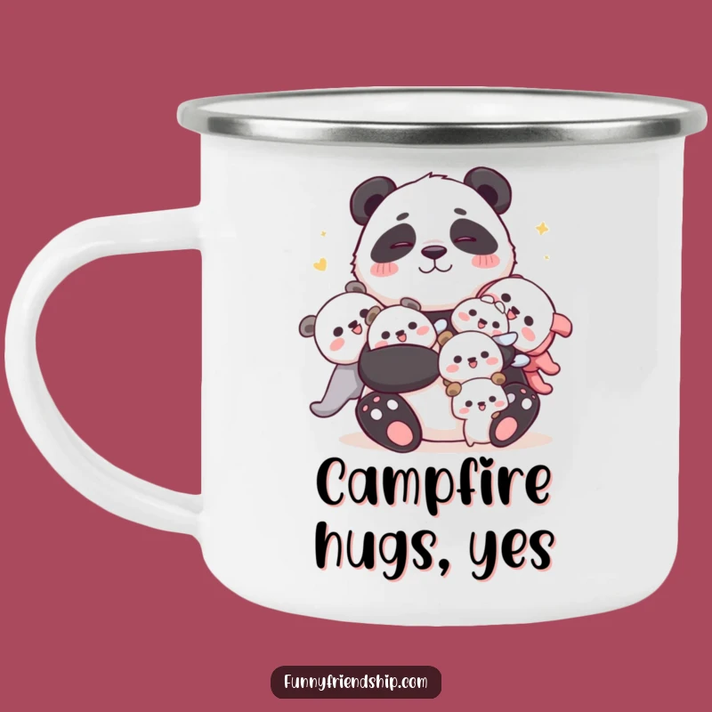 Funny Panda Hug Camping Mug: Sip Your Adventure Fuel with Cuddly Joy