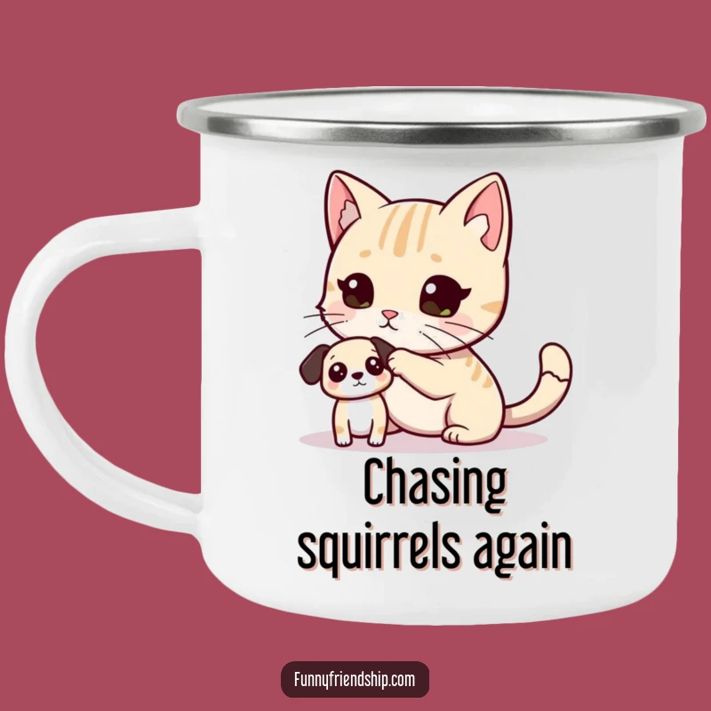 Funny Cat Dog Tag Camping Mug: Your Adventure Buddy for Playful Sips