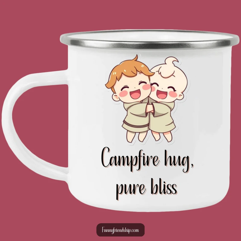 Durable Funny Hugging Characters Camping Mug: Adventure Fuelled by Hugs