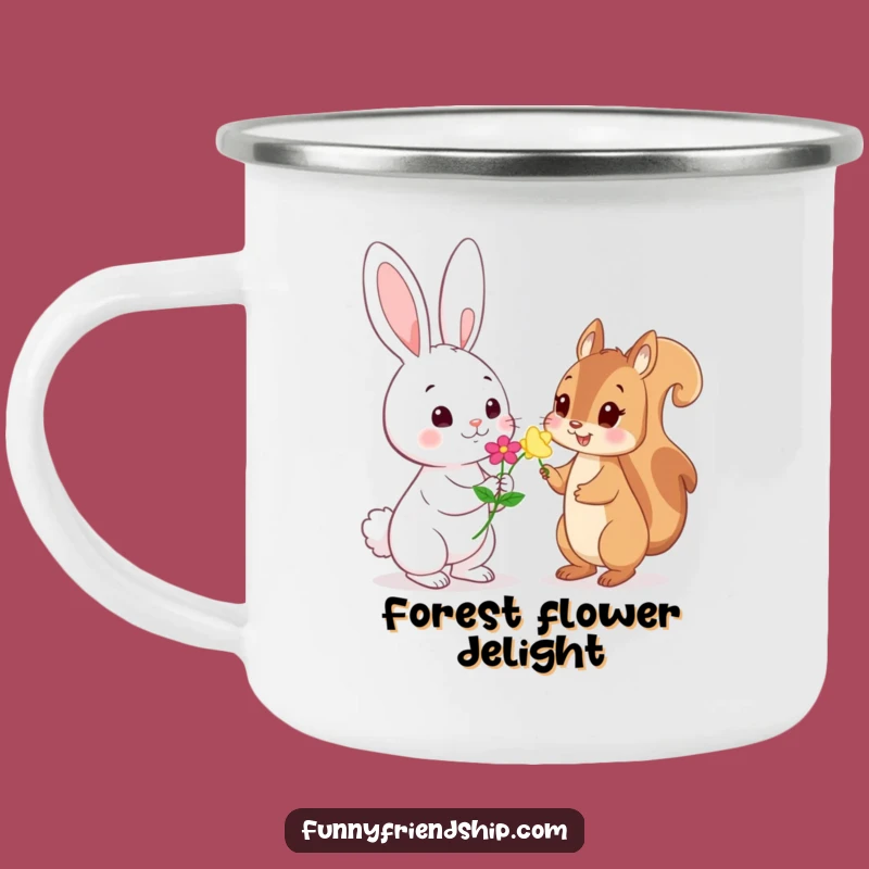 Funny Rabbit Squirrel Flower Camping Mug: Your Sweet Companion for Outdoor Moments