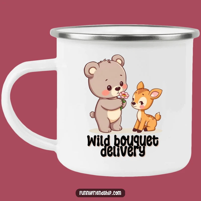 Funny Bear Cub & Deer Camping Mug: Cute Outdoor Companion Gift