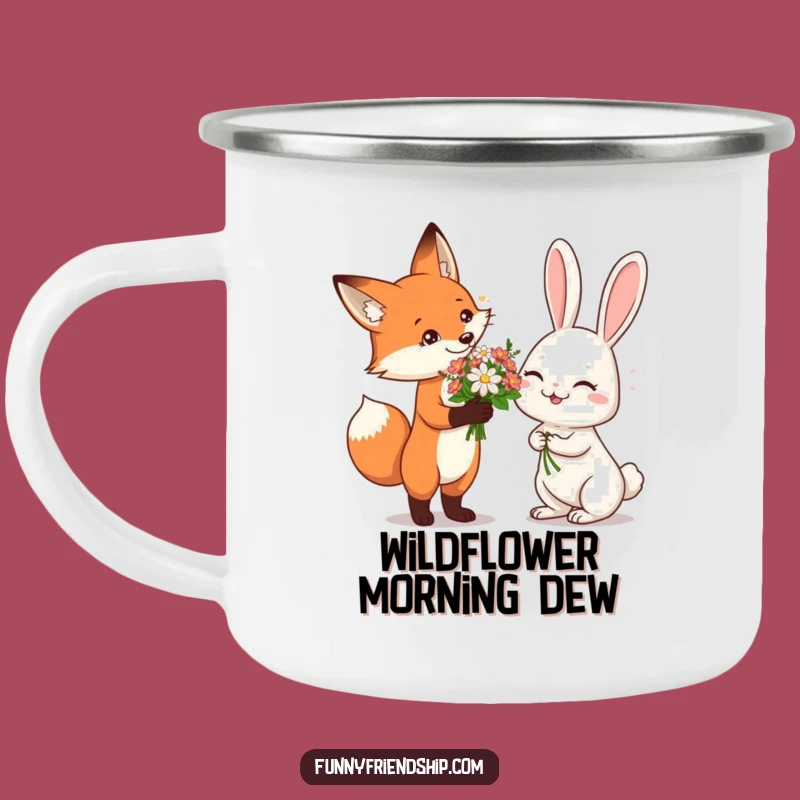 Funny Fox & Rabbit Flower Camping Mug: Sip Sweetness on Your Adventures