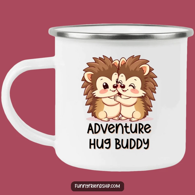 Funny Hedgehog Hug Camping Mug - Cute Outdoor Drinkware Gift