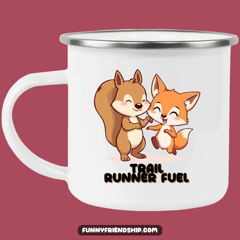 Funny Squirrel & Fox Tag Camping Mug: Woodland Chase Funny Gift