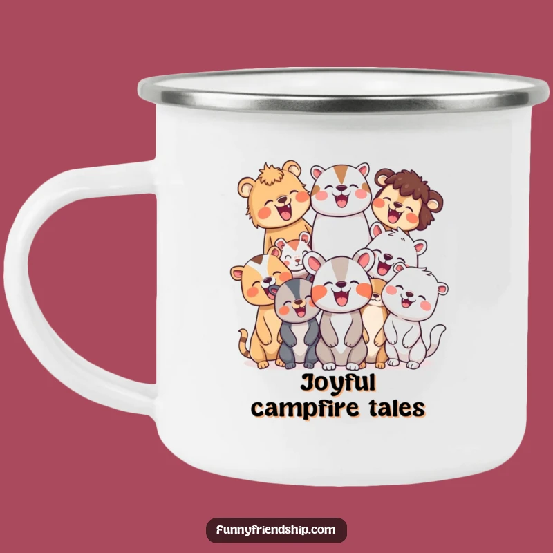 Funny Animal Laugh Camping Mug: Joyful Group Enamel Mug, Unique Gift