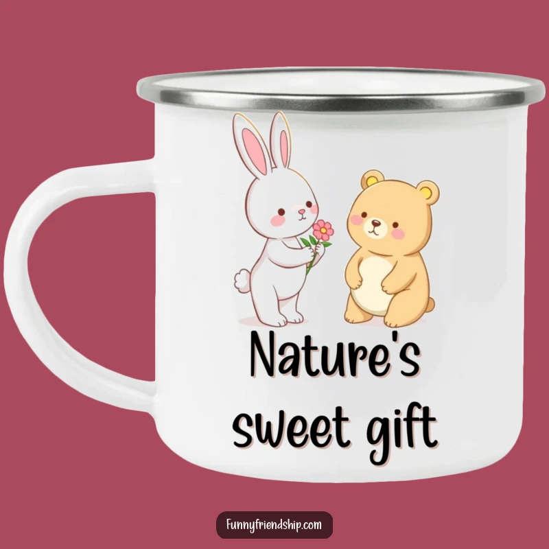 Funny Bunny & Bear Flower Camping Mug - Outdoor Kindness Drinkware