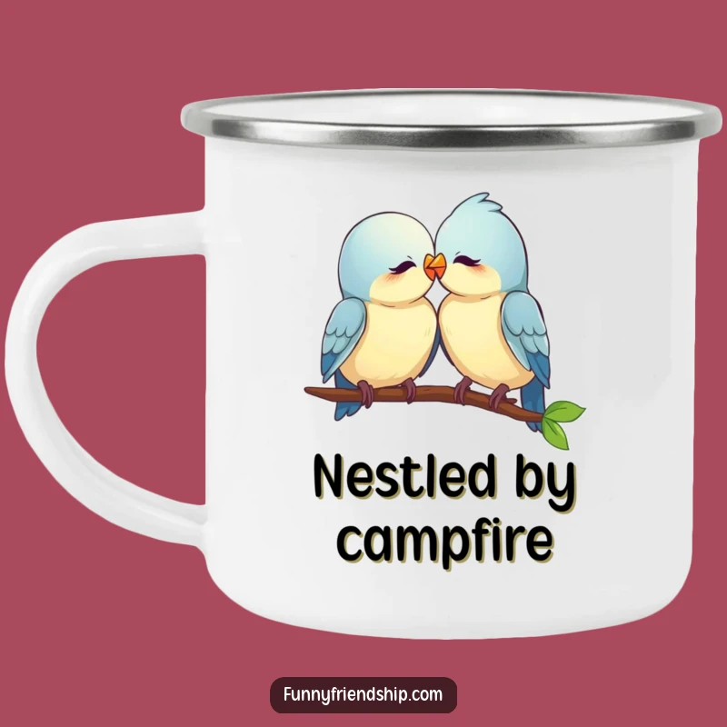 Funny Love Birds Camping Mug: Sweet Sips Outdoors - A Durable and Funny Gift!