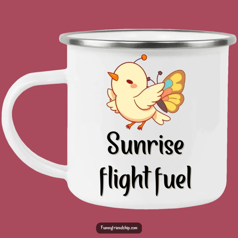 Funny Bird & Butterfly Camping Mug: Adventure in Flight, Durable & Joyful Funny Gift