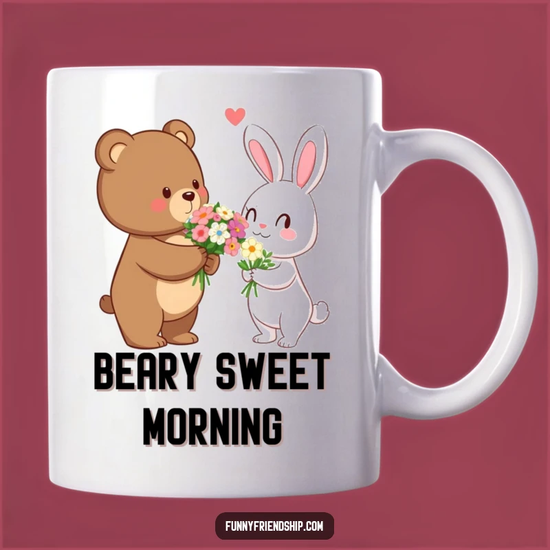 Funny Bear & Rabbit Flower Mug: Romantic Bear's Gift - A Hilarious and Funny Gift!