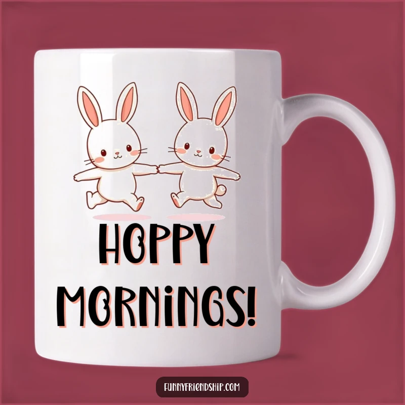 Funny Bunny Friends Mug - Adorable Skipping Companions for Joyful Mornings