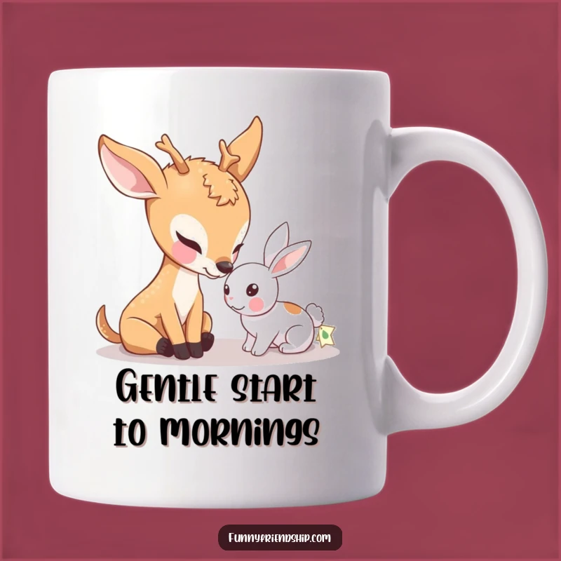 Funny Deer & Rabbit Mug: Gentle Nudge Friendship Graphic, Perfect Gift