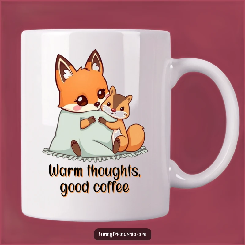 Funny Fox & Squirrel Mug: Cozy Blanket Companionship, Perfect Gift