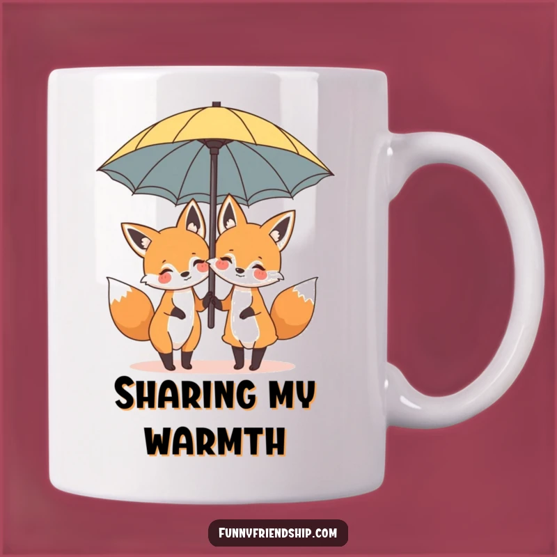 Funny Fox Umbrella Mug: Adorable Cartoon Animals Sharing Shelter, Hilarious Gift