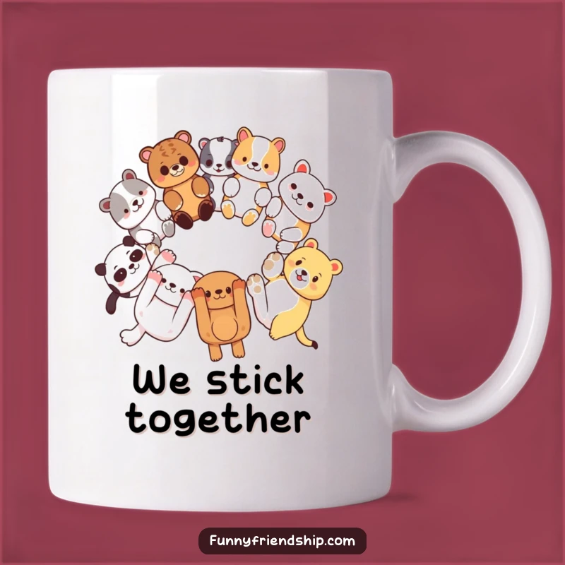 Funny Friendship Circle Mug - Diverse Animals Unite for a Heartwarming Gift