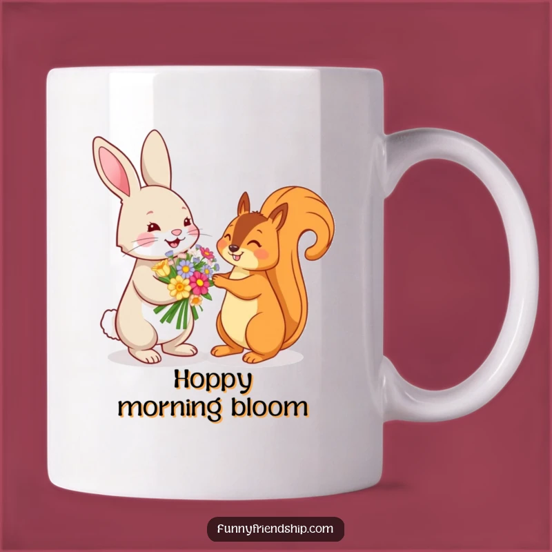 Funny Bunny and Squirrel Flower Mug: A Sweet Gift for Nature Lovers