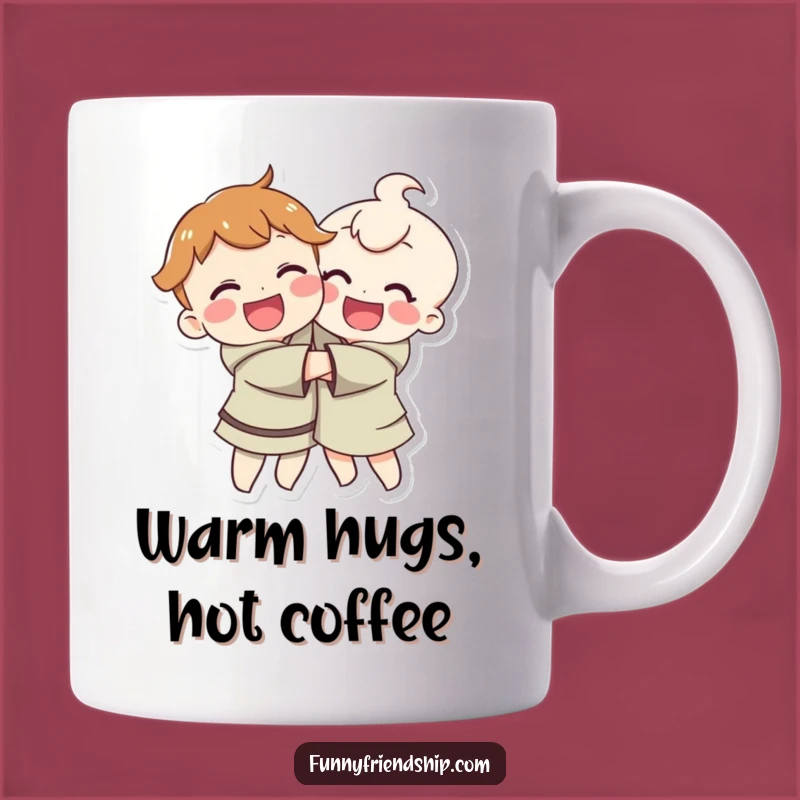 Funny Hugging Characters Mug: Share the Joy of a Heartwarming Embrace