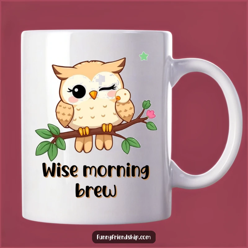 Funny Owl Buddies Mug: Winking Pair for Wise, Humorous Gift Moments