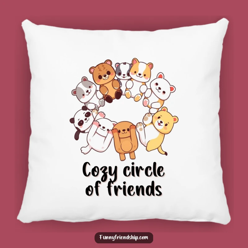 Funny Plush Pillow - Diverse Animals Link Paws, Cozy and Hilarious Comfort
