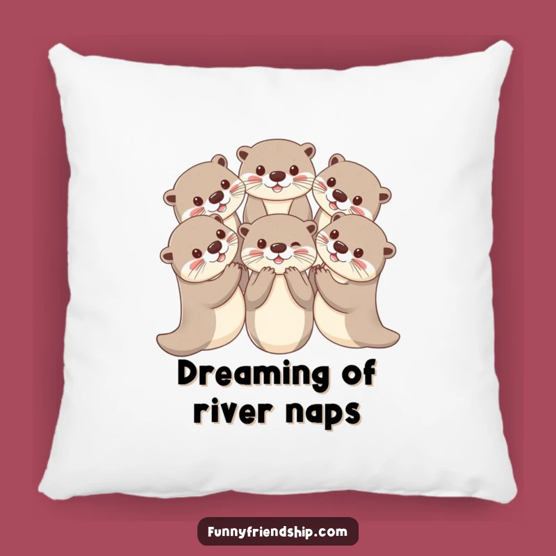 Funny Otter Circle Pillow: Cuddle Up with Playful Friends!