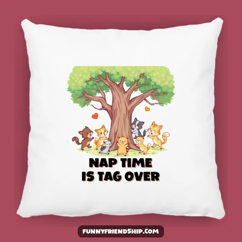 Funny Animal Tag Pillow - Cozy Forest Accent - Adorable Humorous Gift