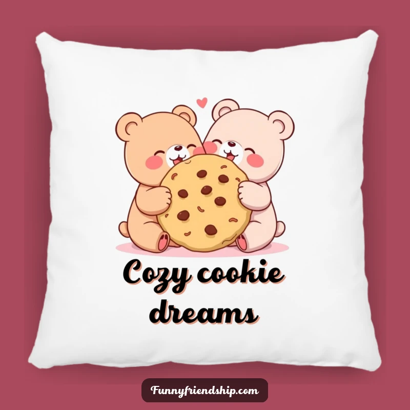 Funny Bear Cookie Sharing Pillow: Snuggle Up with Friendship