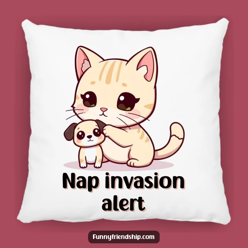 Funny Cat Dog Tag Pillow: Cozy Up with Playful Pet Humor and Comfort