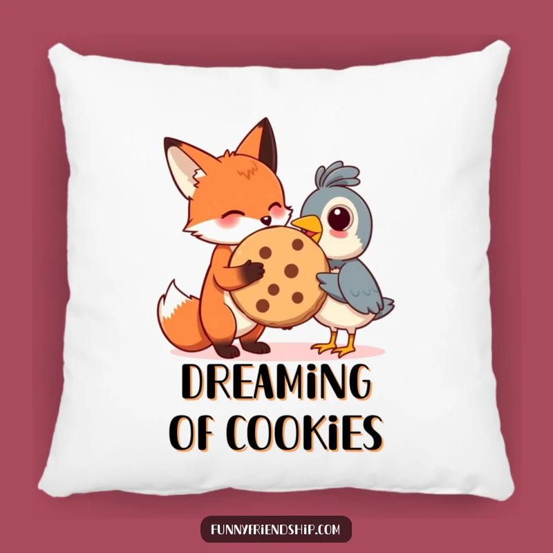 Funny Fox & Bird Cookie Pillow: Cozy Friendship Comfort, The Ultimate Funny Gift