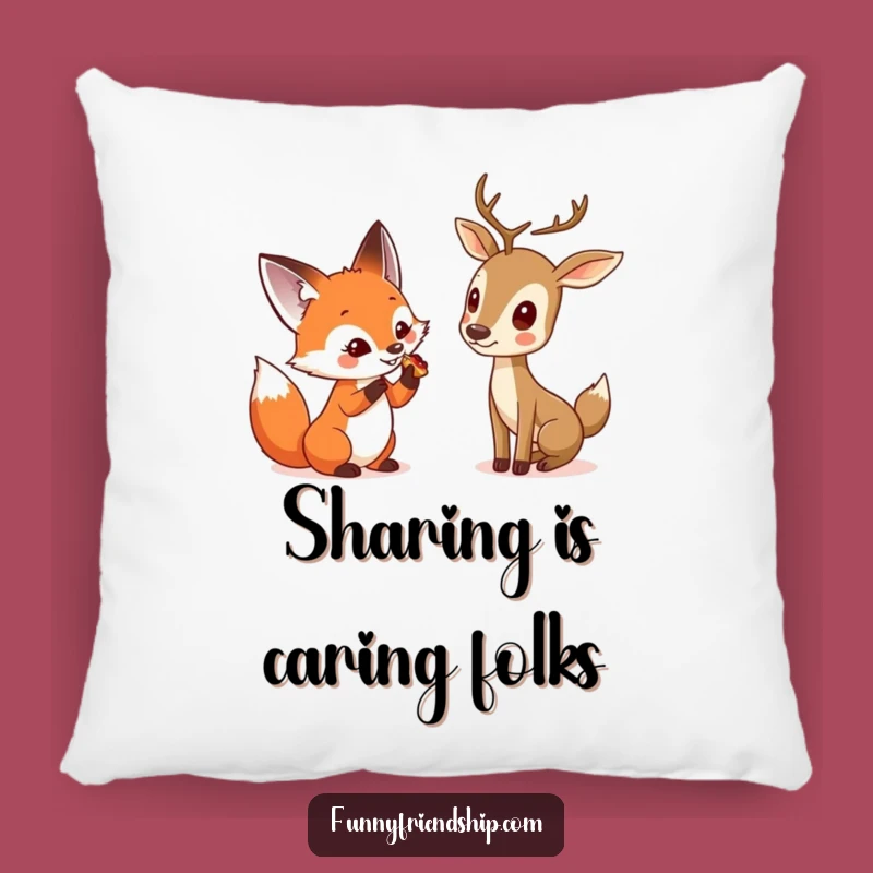 Funny Fox & Deer Cushion - Cozy Woodland Friends Pillow Funny Gift
