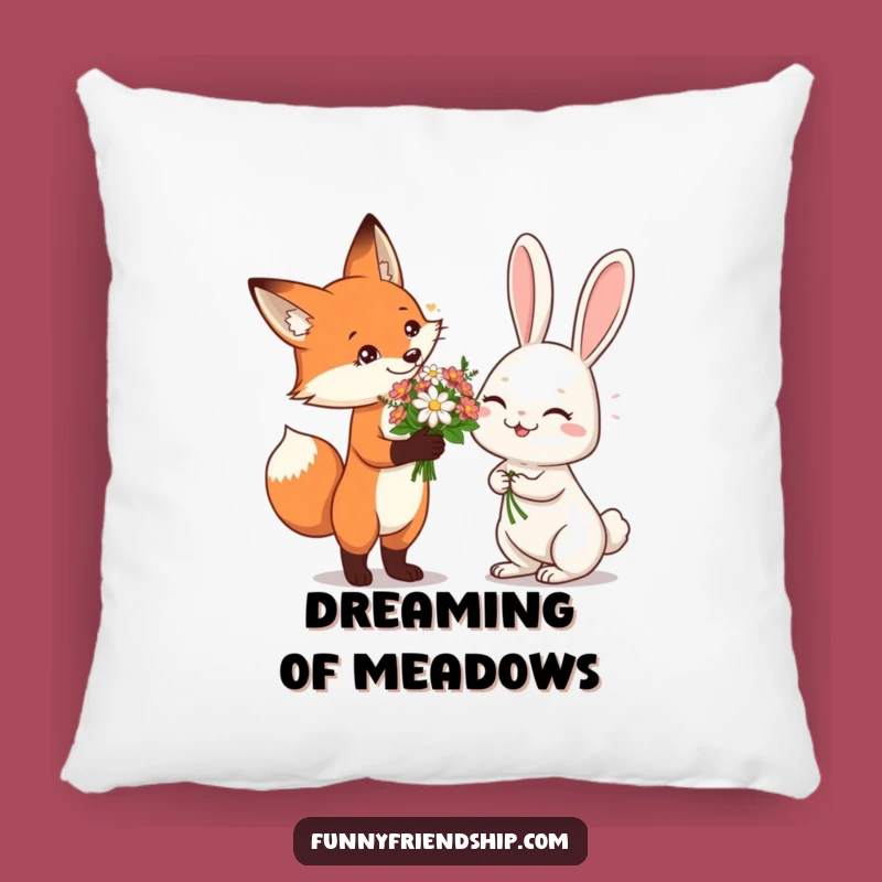 Funny Fox & Rabbit Flower Pillow: Cozy Comfort with a Sweet and Humorous Touch
