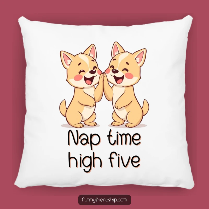 Funny High Five Dogs Pillow: Cozy Canine Camaraderie Comfort Gift