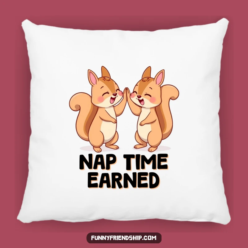 Funny Squirrel High Five Pillow - Soft Character Celebration Cushion