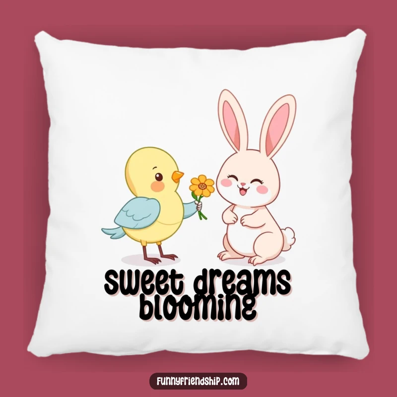 Funny Bird & Rabbit Pillow: Soft Cartoon Cushion, Adorable Animal Comfort Humor Gift