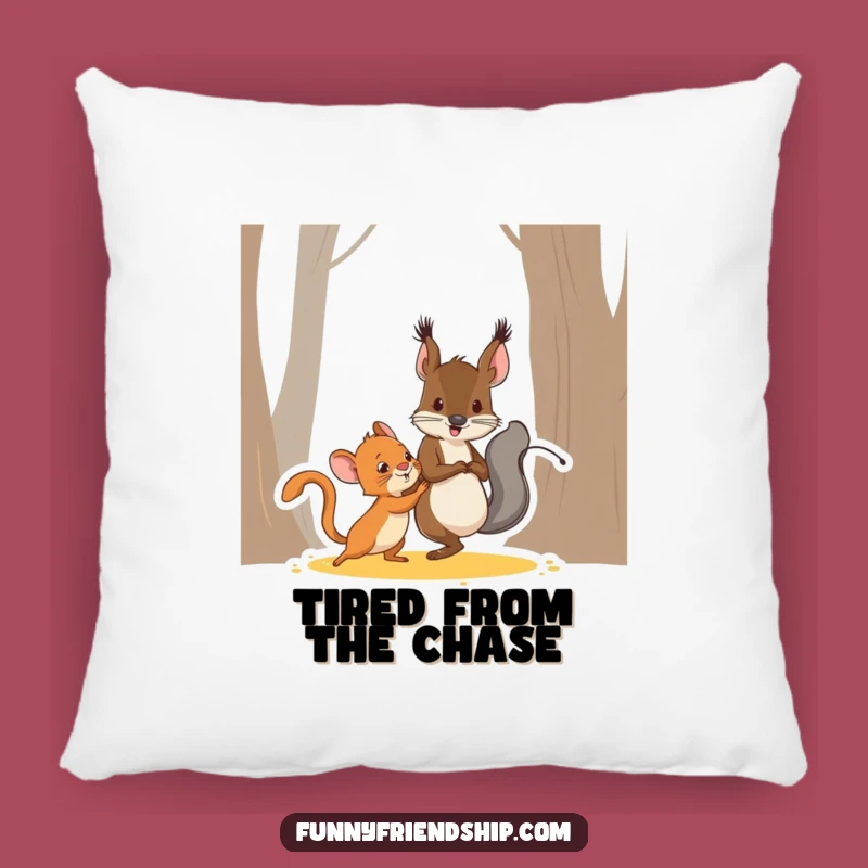 Funny Squirrel Mouse Tag Pillow: Soft Cartoon Accent for Playful Spaces