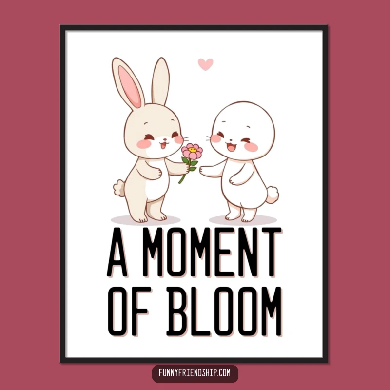 Funny Rabbit Flower Digital Art: Instant Whimsical Decor for Your Home