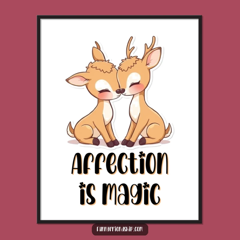 Adorable Deer Nuzzle Digital Art: Instant Romance, Sweet Wall Decor, Perfect Gift