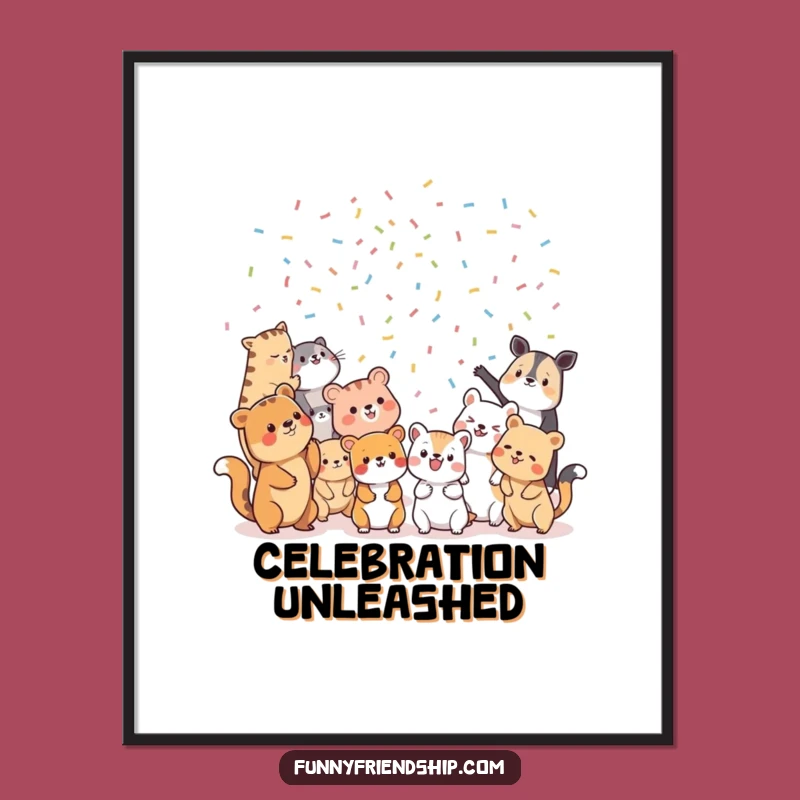 Funny Animal Confetti Digital Print: Instant Hilarious Art for Party Spaces