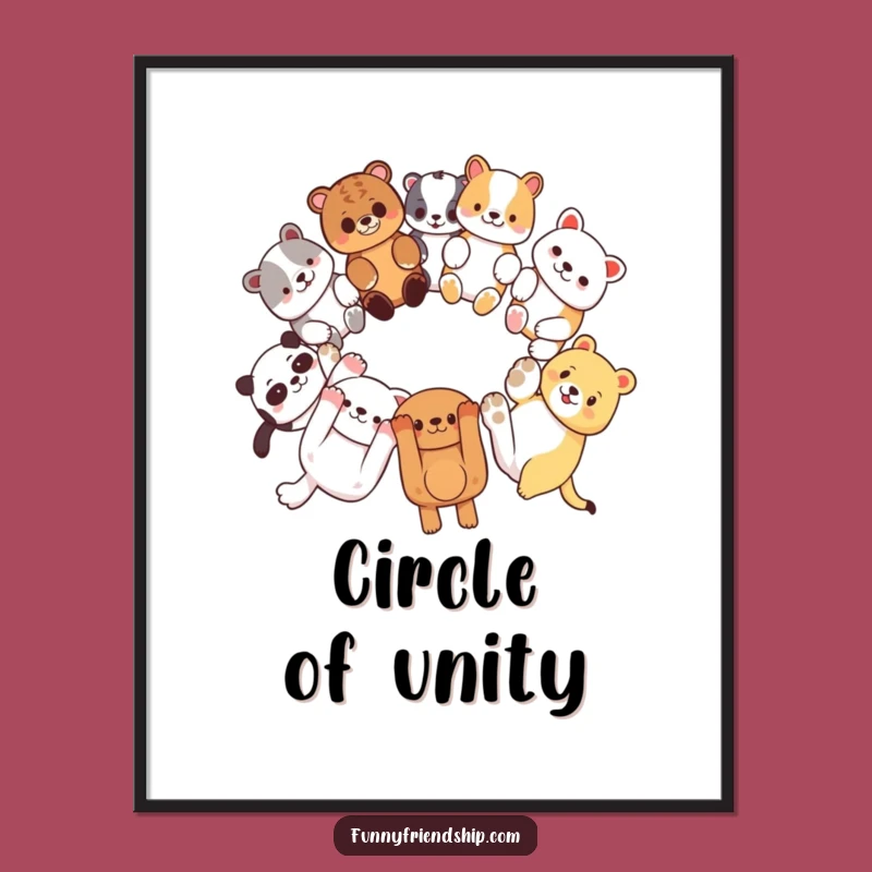 Funny Digital Art - Diverse Animals Link Paws, Instant Hilarious Decor