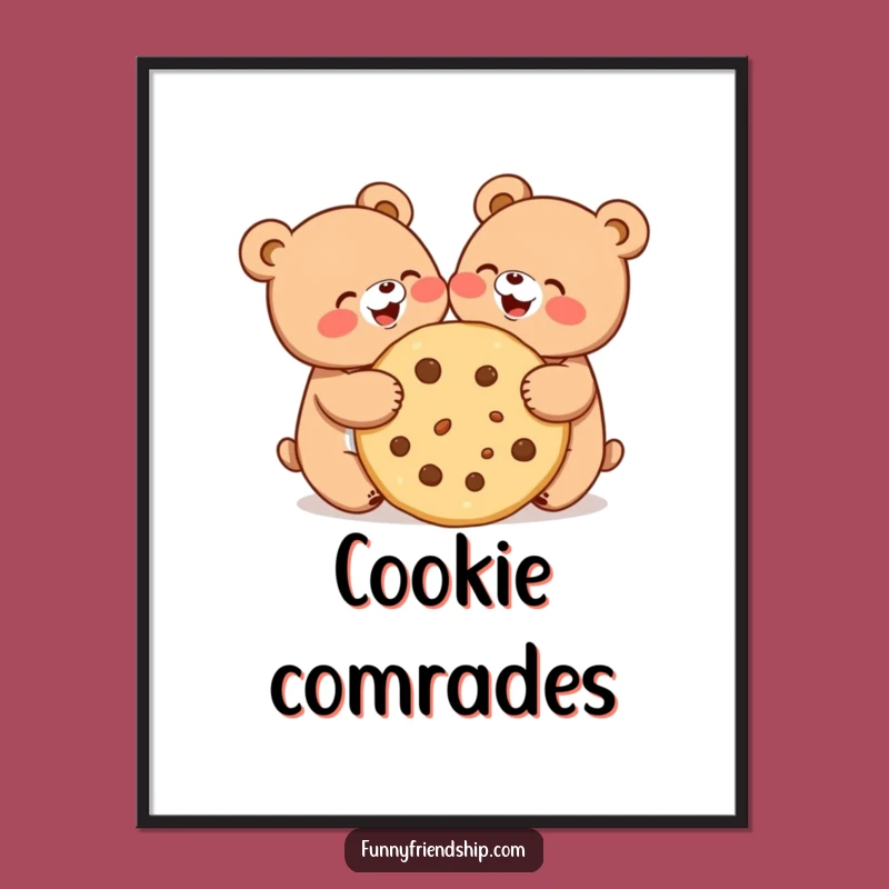 Funny Bear Cookie Sharing Digital Art - Adorable Friendship Print!