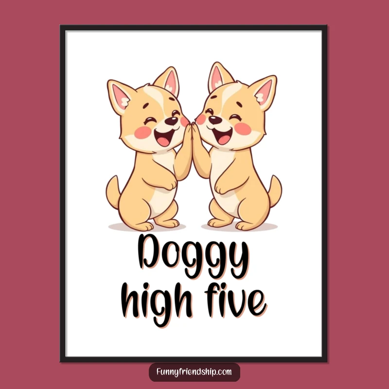 Funny High Five Dogs Digital Art: Instant Joyful Wall Decor Gift