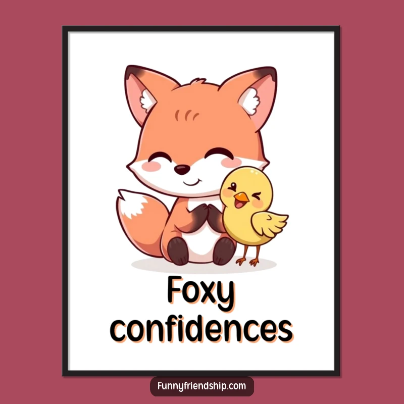 Funny Fox & Bird Secret Digital Art: Hilarious Woodland Wall Decor