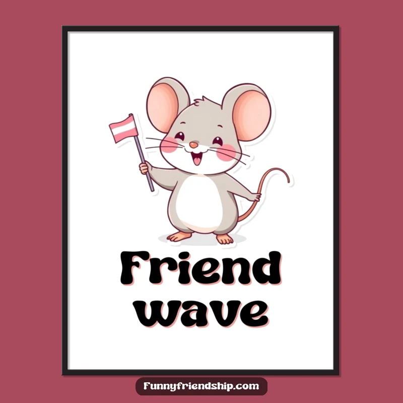 Funny Mouse Friendship Flag Digital Art - Instant Cheerful Decor!